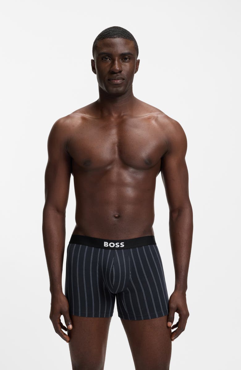 BOSS Assorted 3-Pack Power Stretch Cotton Boxer Briefs, Alternate, color, Open Blue