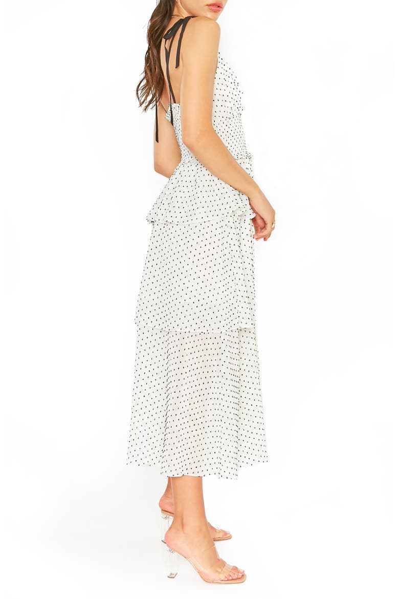Paula Polka Dot Tiered Ruffle Midi Sundress, Alternate, color, WHITE-BLACK DOT