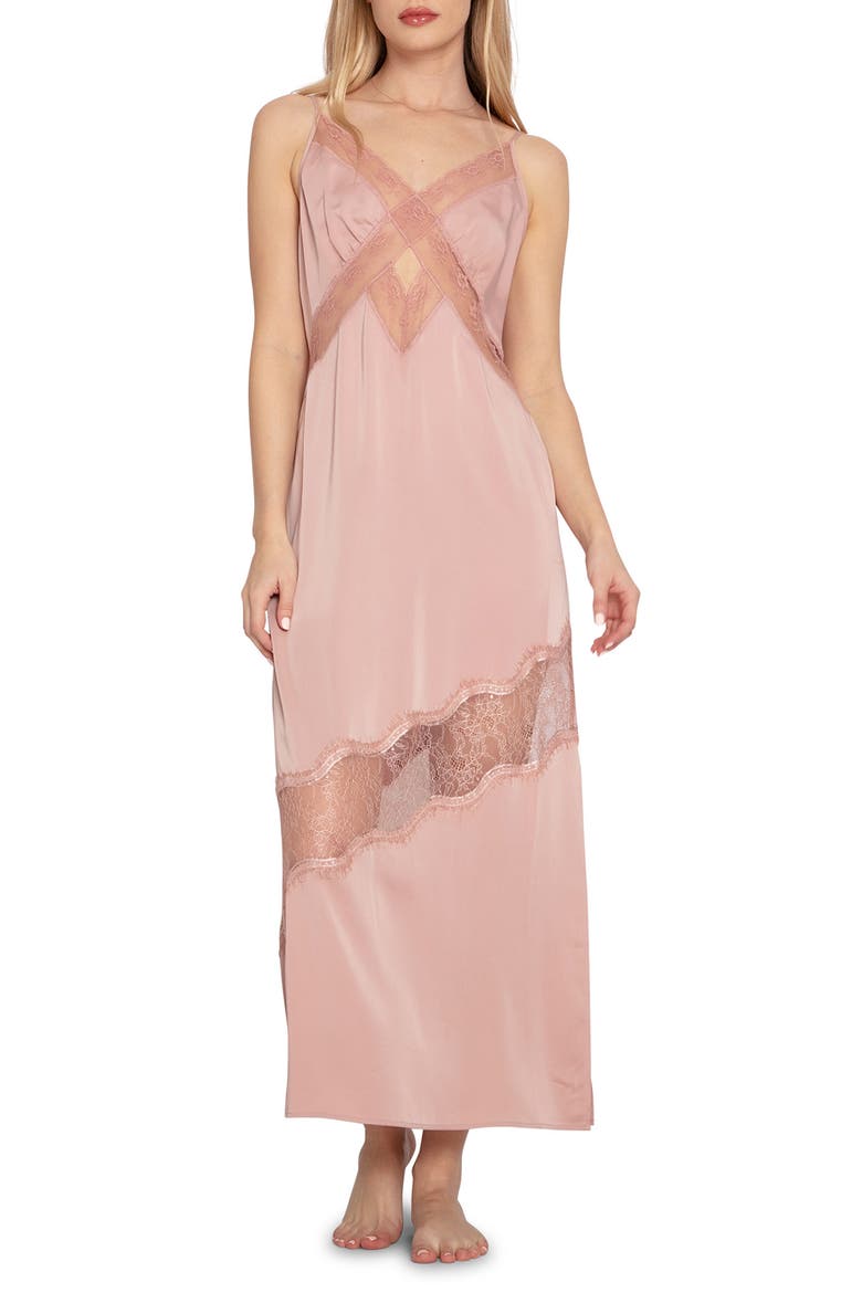 Heavenly Bodies Lace Slipdress, Main, color, DUSTY ROSE