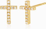 Oradina 14K Yellow Gold Faith Diamond Studs
