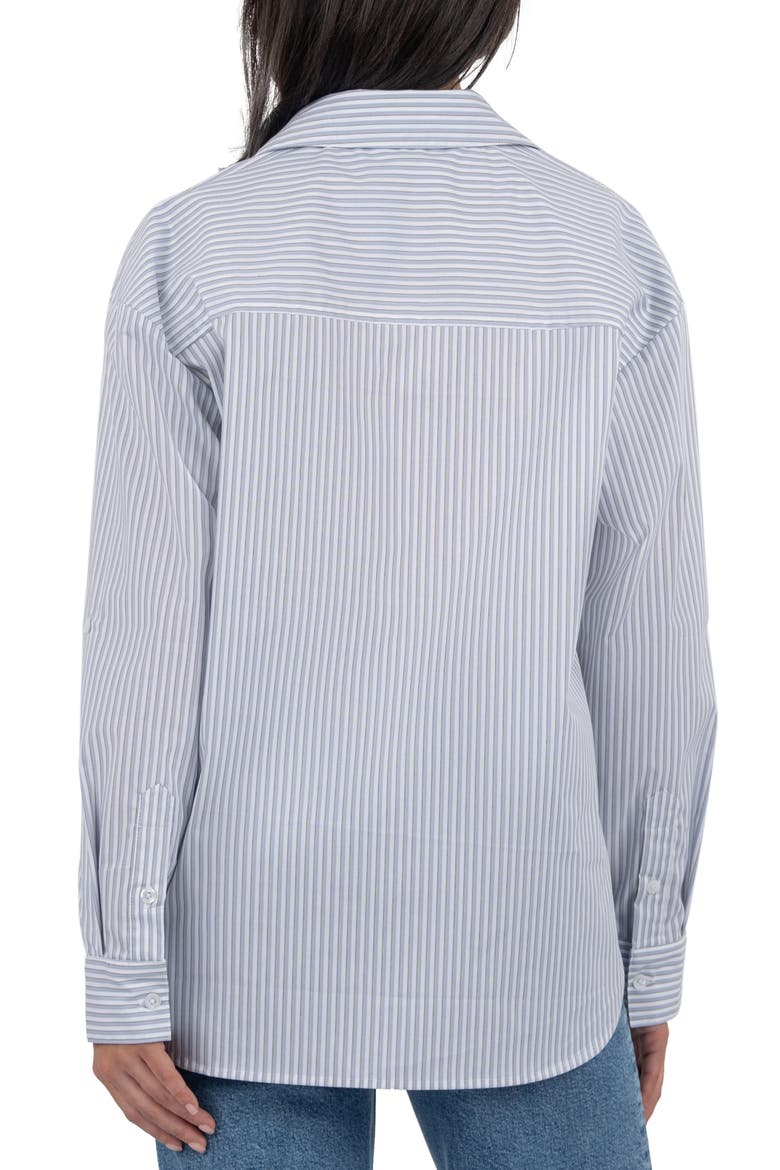 Kaiya Boyfriend Shirt, Alternate, color, WHITE/ BLUE