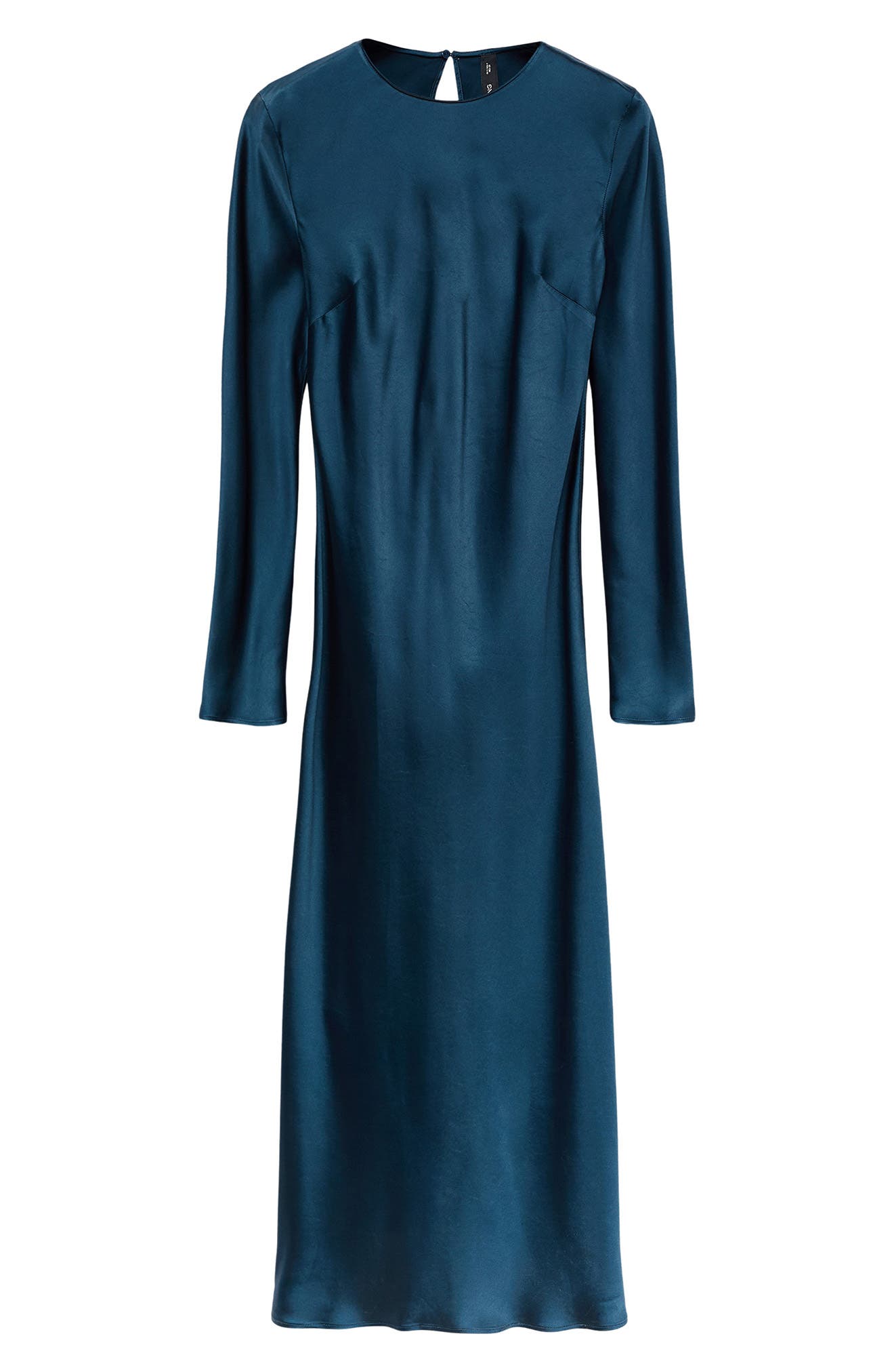 MANGO Long Sleeve Satin Midi Dress