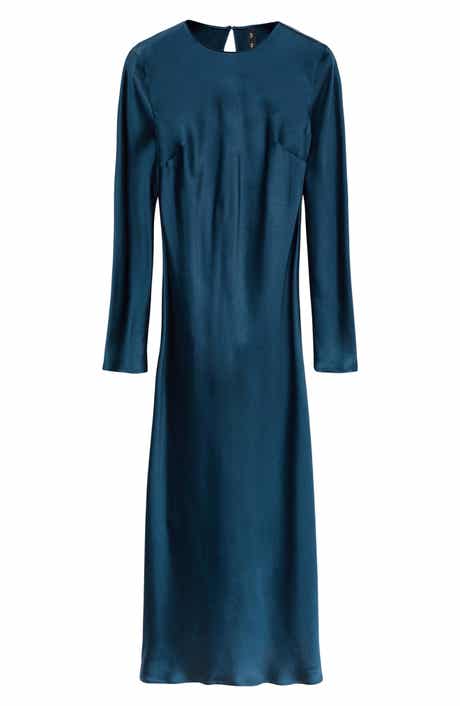 MANGO Long Sleeve Satin Midi Dress