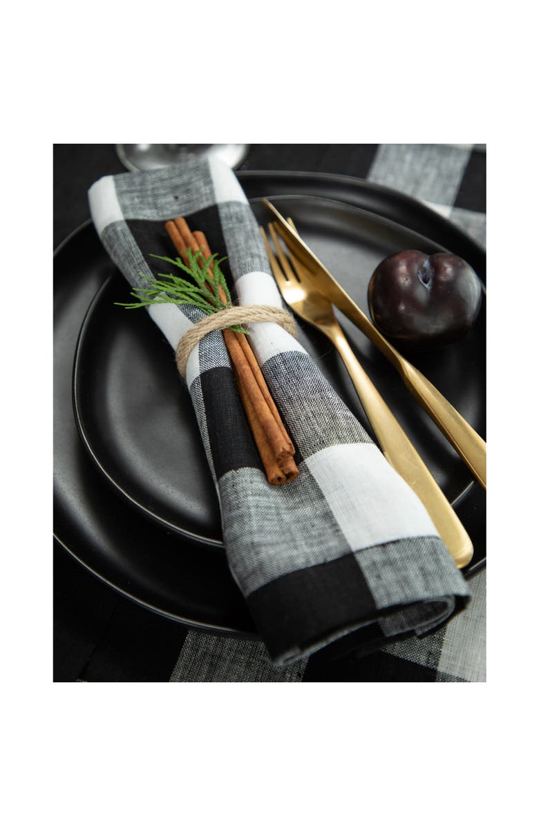 Solino Home Linen Dinner Napkins - Buffalo Check, 20" x 20", Alternate, color, Black And White