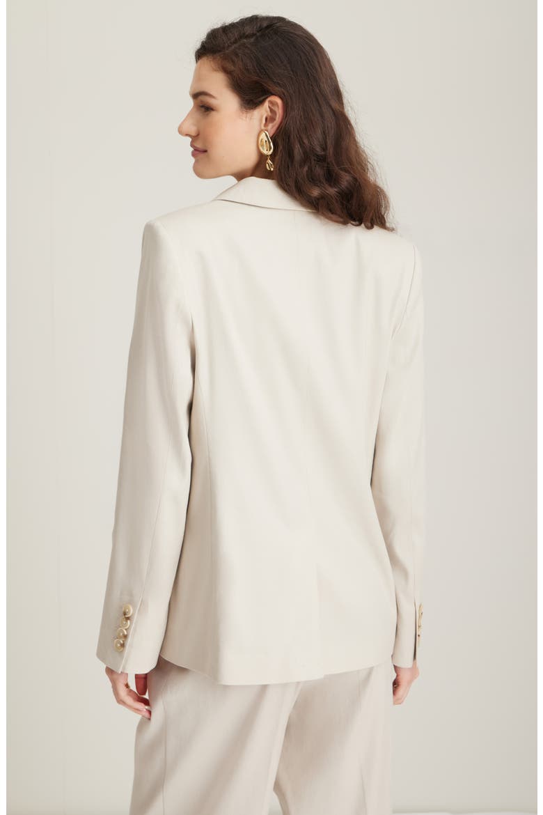 Linen Blend Boyfriend Blazer, Alternate, color, BEIGE SCROLL