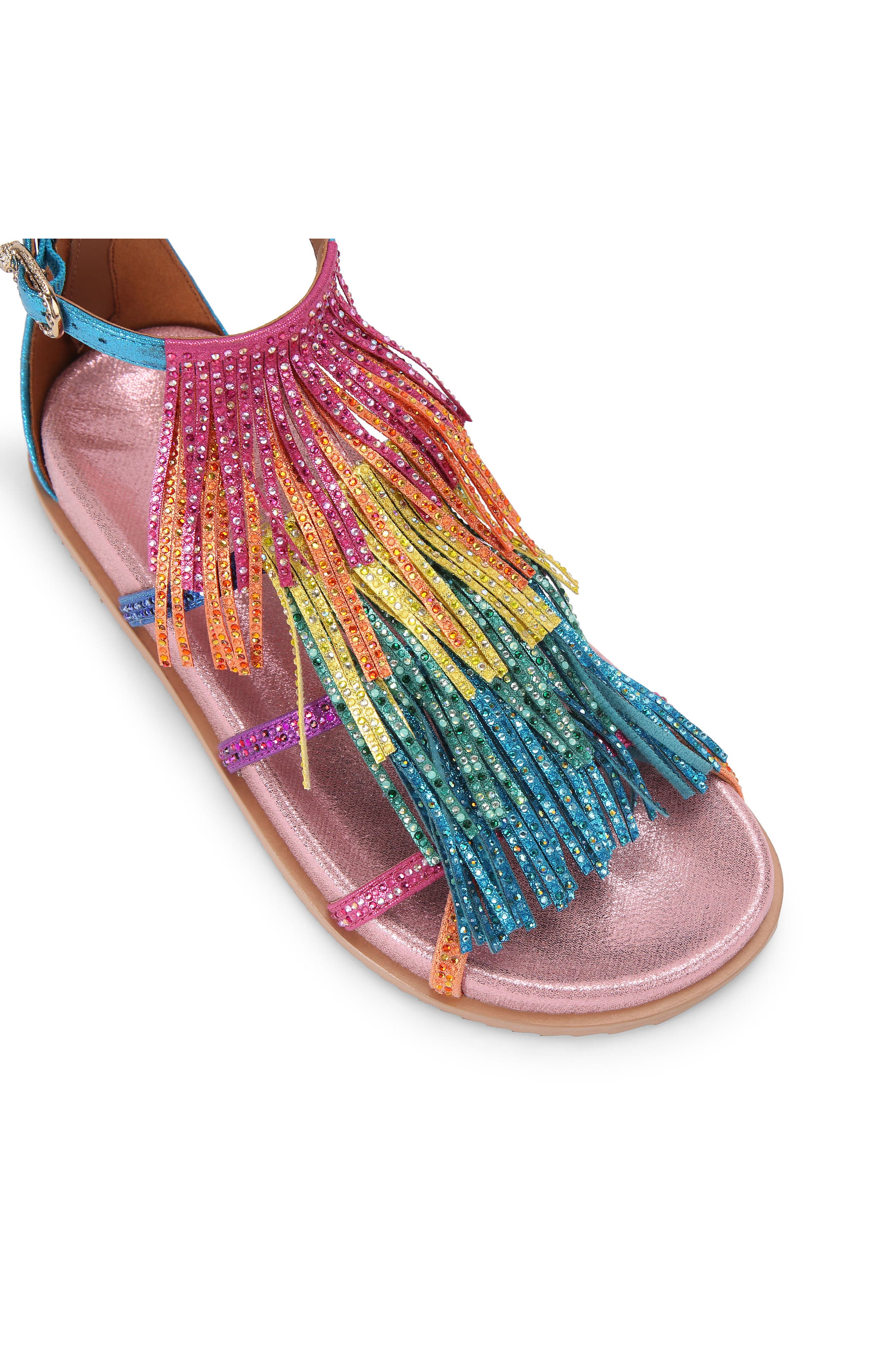 Kurt Geiger London Fringe Flat Sandal, Alternate, color, 