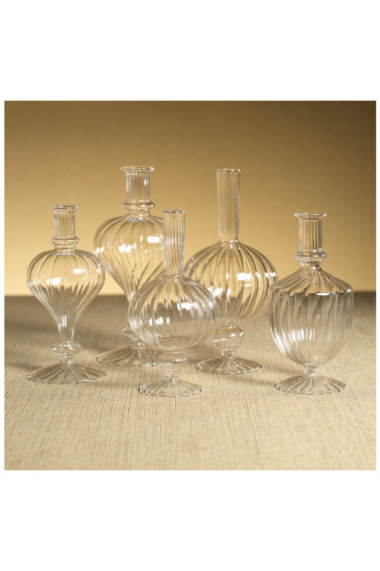 Vellum Set of 2 Spiral Decorative Glass Vases, Alternate, color, CLEAR