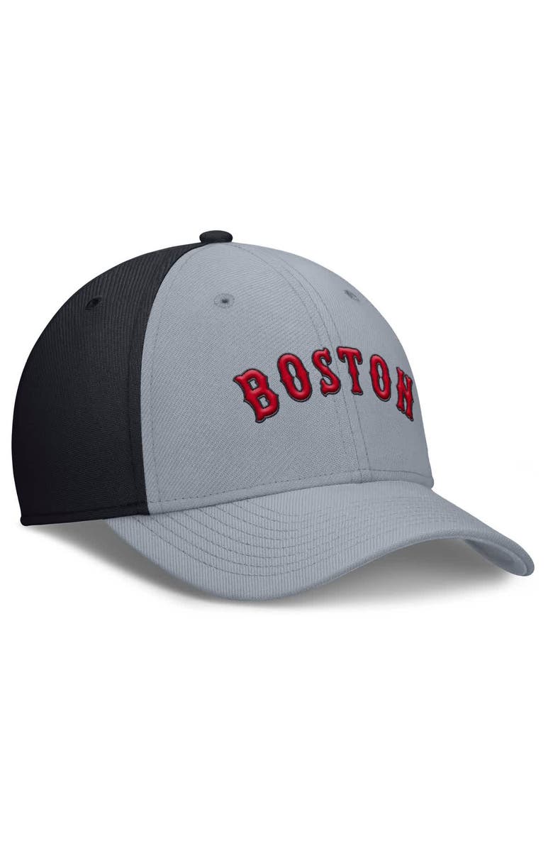 Nike Men's Nike Gray/Navy Boston Red Sox Rise Swoosh Performance Flex Hat, Alternate, color, Gray