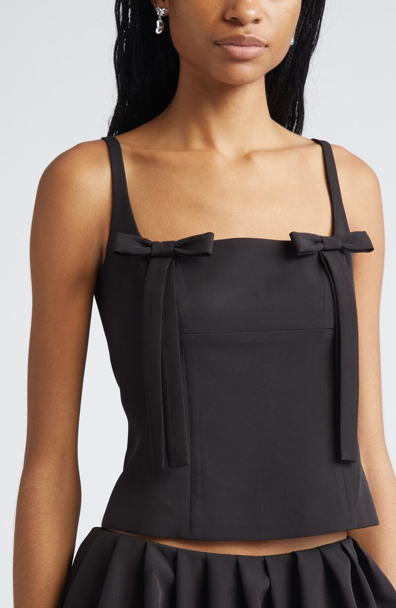 Sandy Liang Amelie Bow Detail Tank, Alternate, color, Black