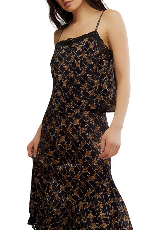 Free People Bali Margot Lace Trim Camisole In Black