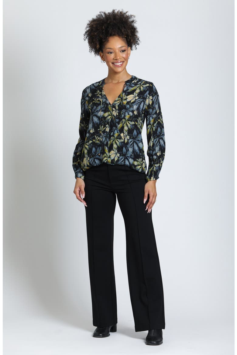 Print Crossover Top with Tassel Ties, Alternate, color, MIDNIGHT EUCALYPTUS MULTI