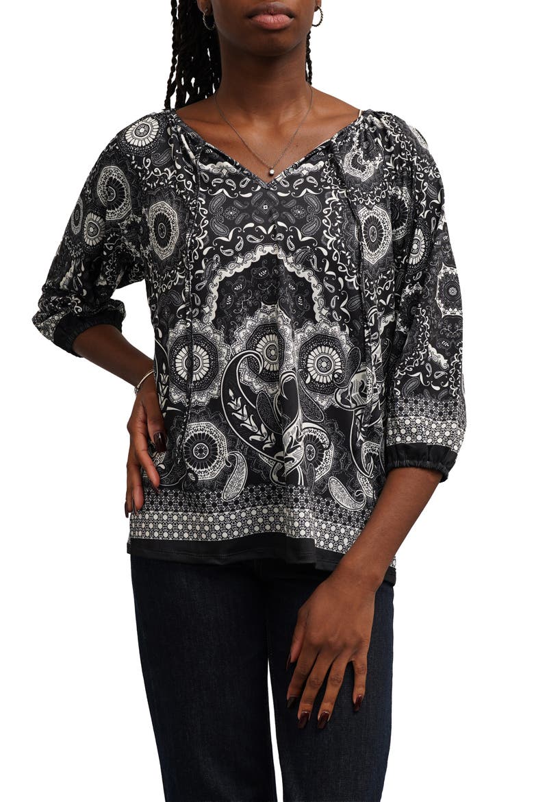 Peasant Neck Jersey Top, Main, color, MARIA
