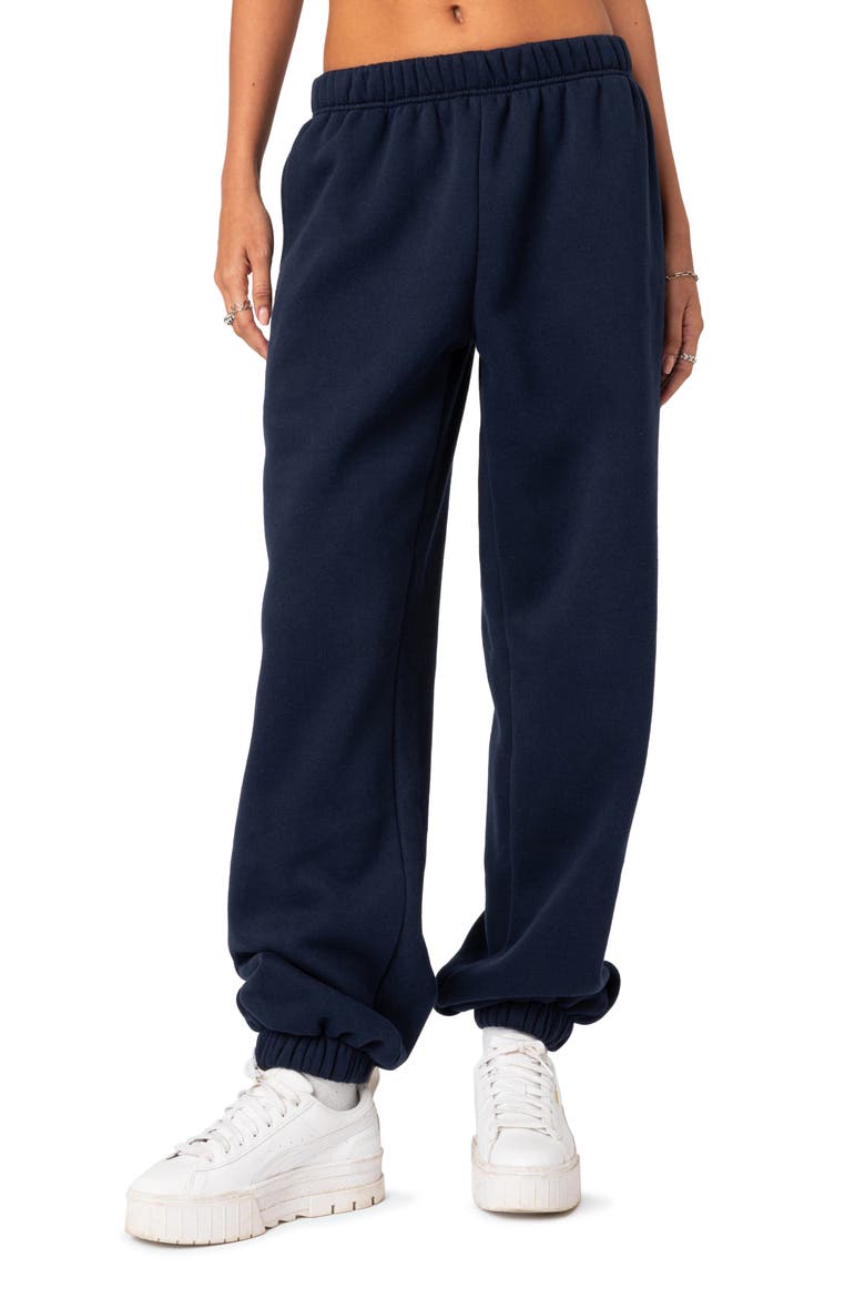 Clark Oversize Cotton Blend Sweatpants, Main, color, NAVY