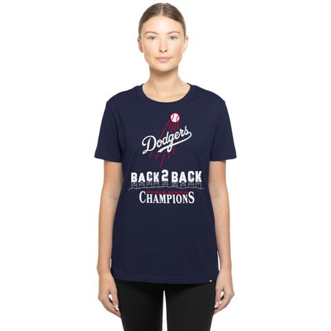 Women
s New Era  Navy Los Angeles Dodgers Back-to-Back World Series Champions Hollywood Sign T-Shirt