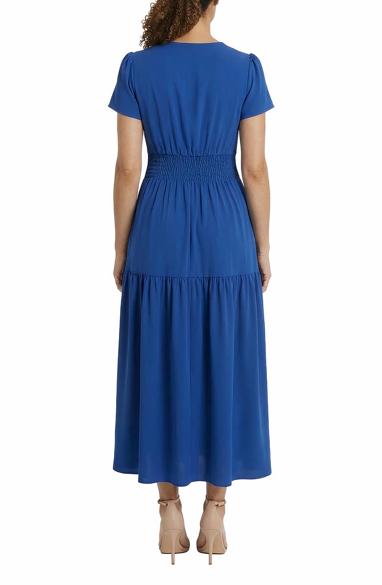 London Times Short Sleeve Twisted Empire Waist Maxi Dress, Alternate, color, Blue