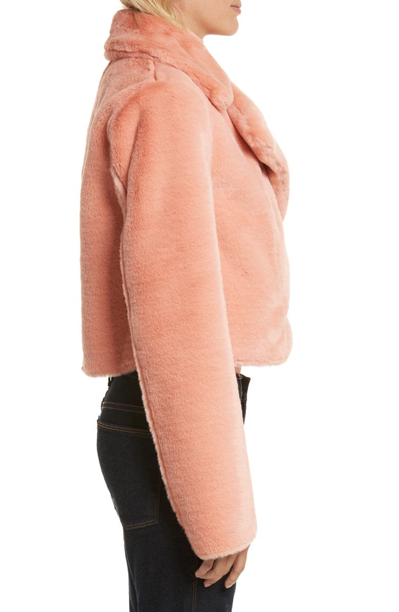 DVF Diane von Furstenberg Collared Faux Fur Jacket, Alternate, color,