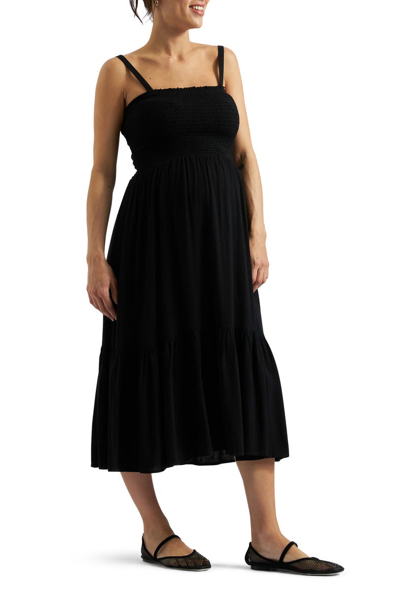 Blair Shirred Dress, Main, color, BLACK