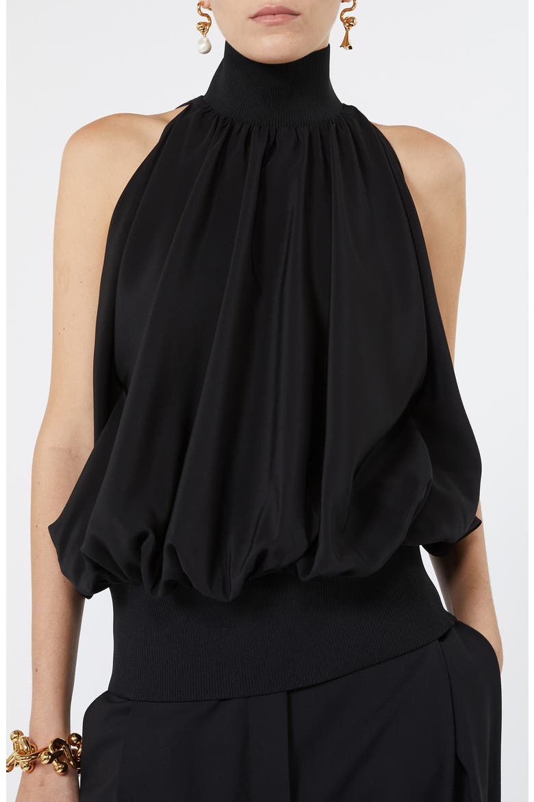 Piovra Silk Shell with Ribbed Details, Main, color, BLACK