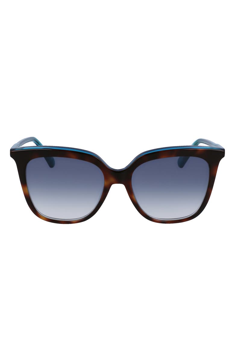 Longchamp 53mm Rectangular Sunglasses, Main, color, Havana/ Azure