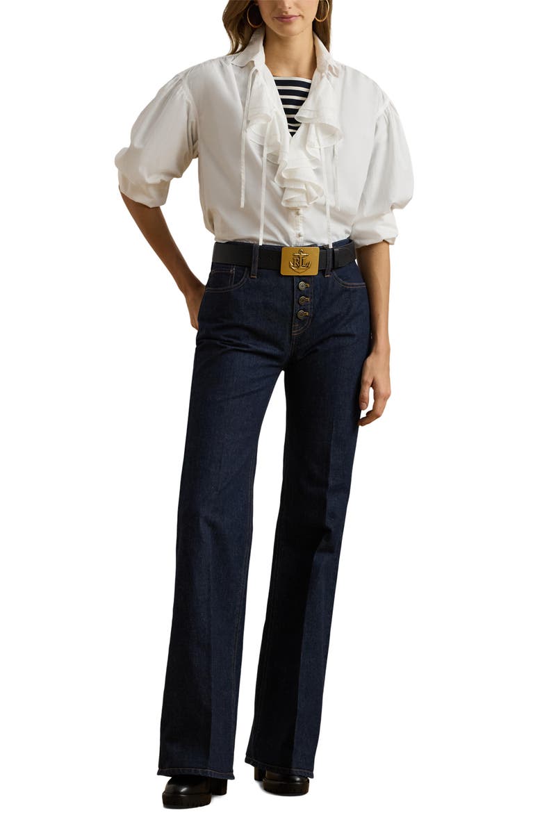 Lauren Ralph Lauren High Waist Exposed Button Flare Leg Jeans, Alternate, color,