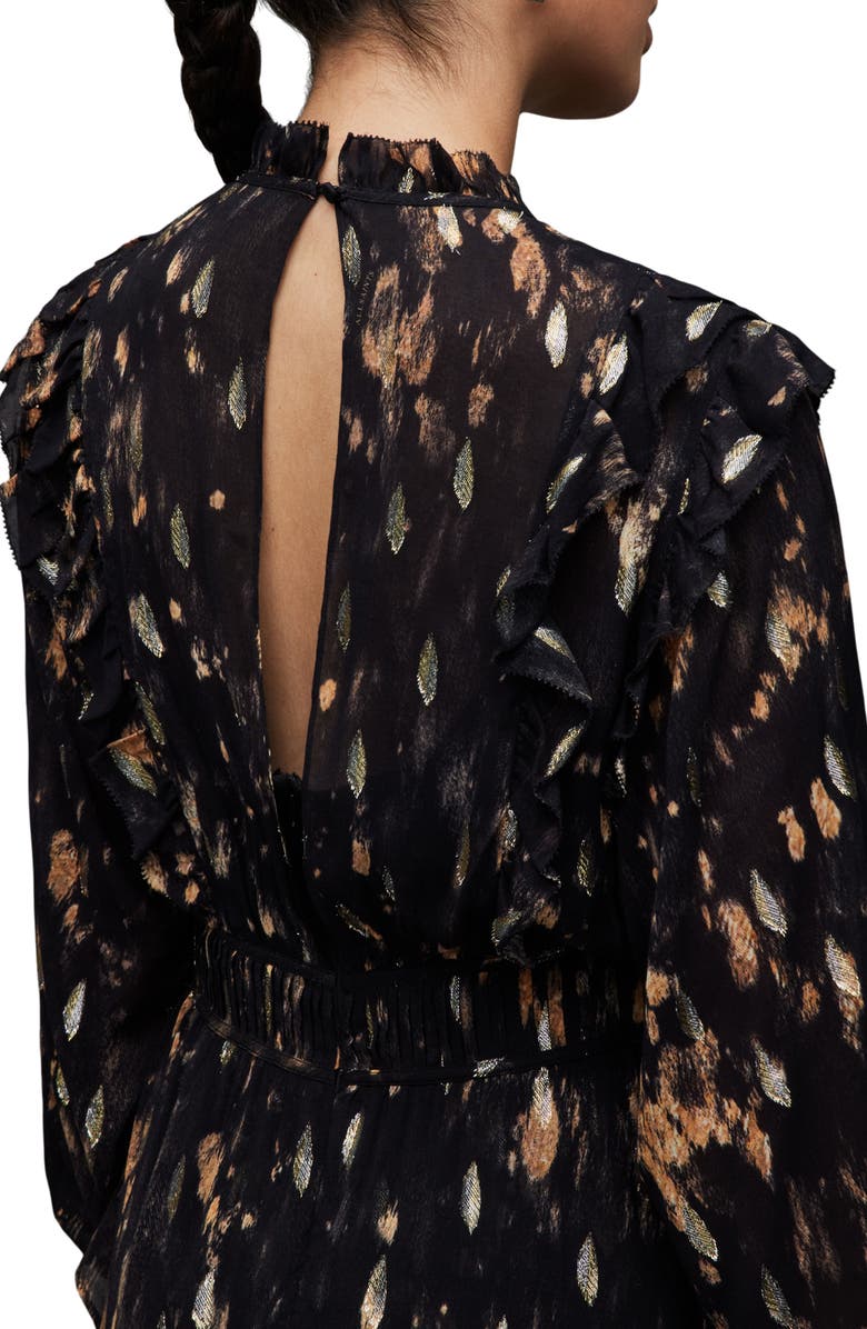 AllSaints Tulia Ronnie Long Sleeve Minidress, Alternate, color, Black