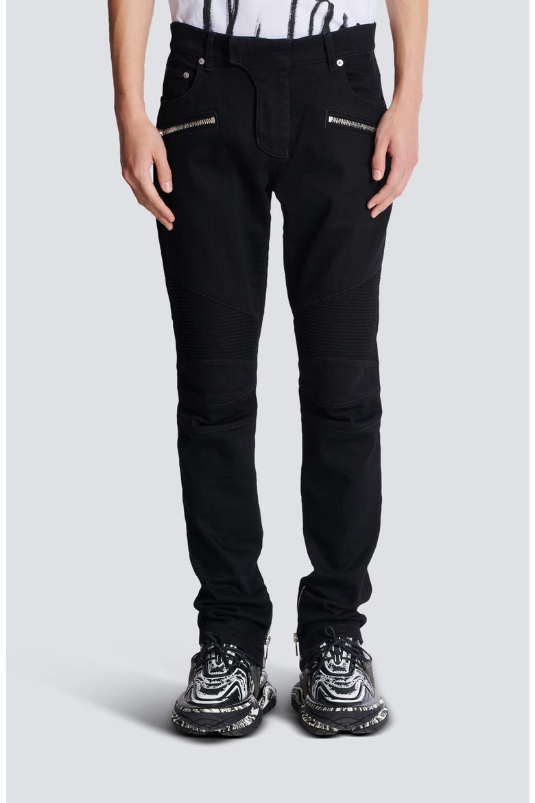 Denim Biker Pants, Main, color, 0PA BLACK