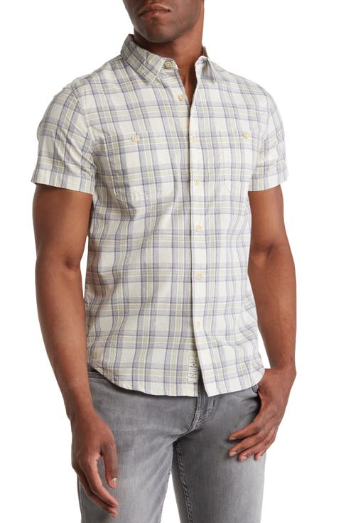 Mason Plaid Short Sleeve Stretch Cotton Button-Up Shirt