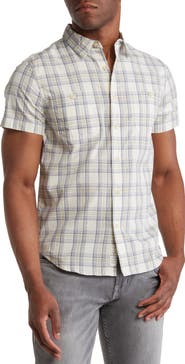 Lucky Brand Mason Plaid Short Sleeve Stretch Cotton Button-Up Shirt
