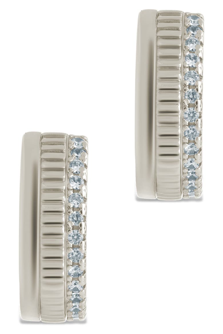 Anika Mixed Texture Hoop Earrings, Alternate, color, SILVER