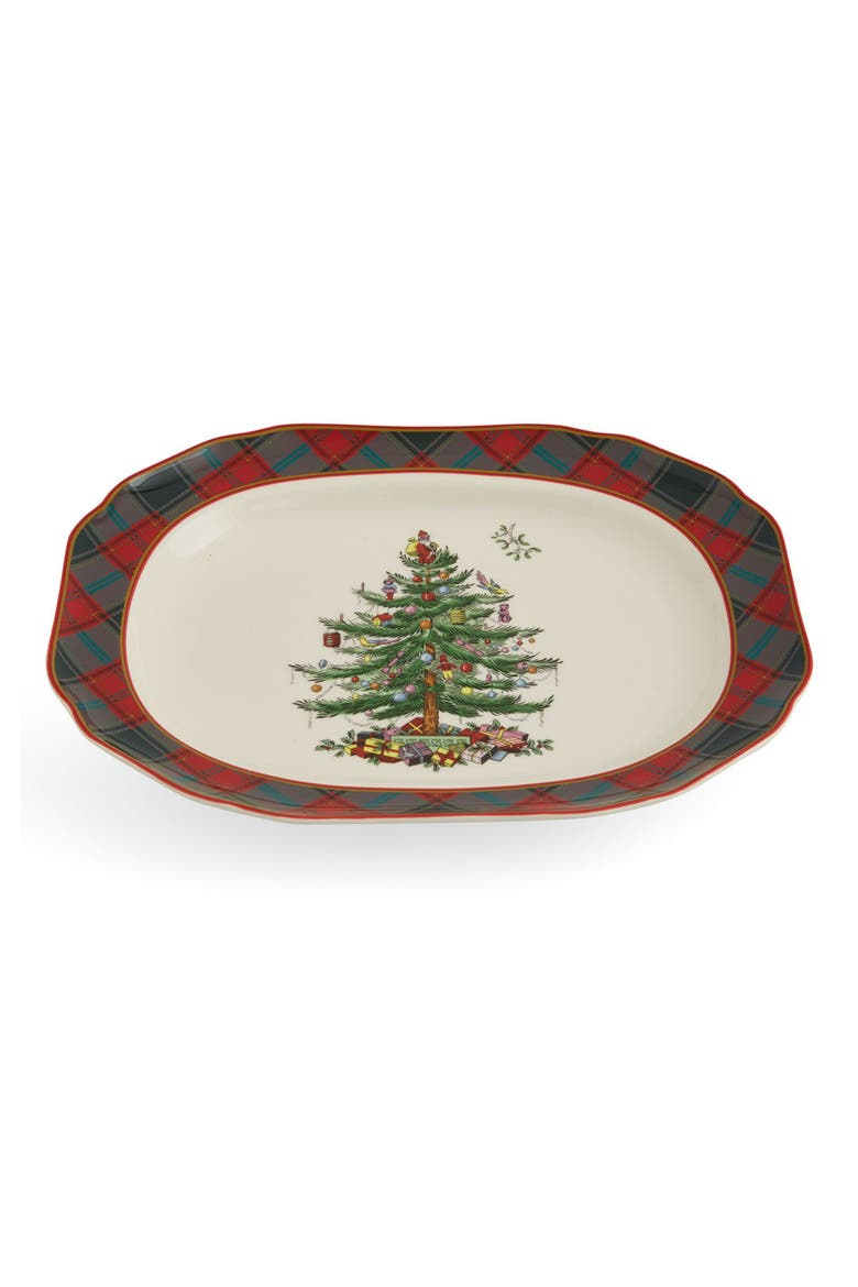 Tartan Rectangular Platter, Alternate, color, GREEN