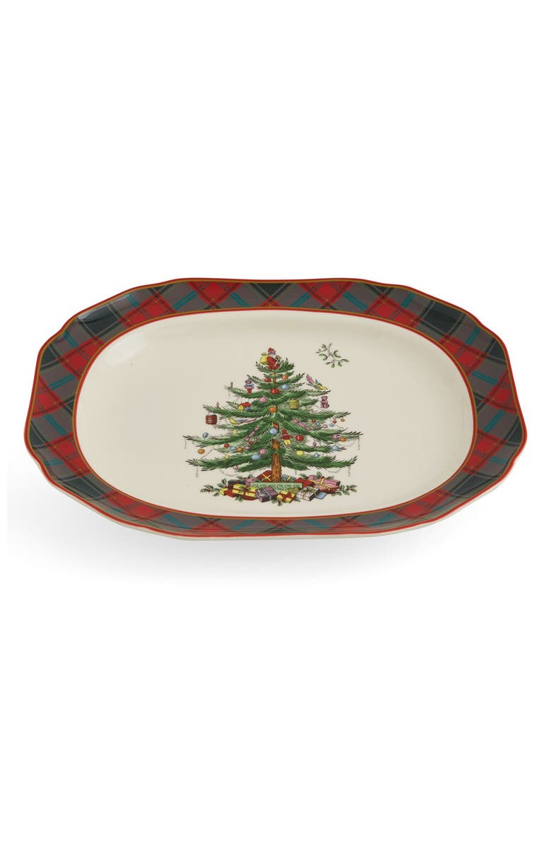 Spode Tartan Rectangular Platter, Alternate, color, Green