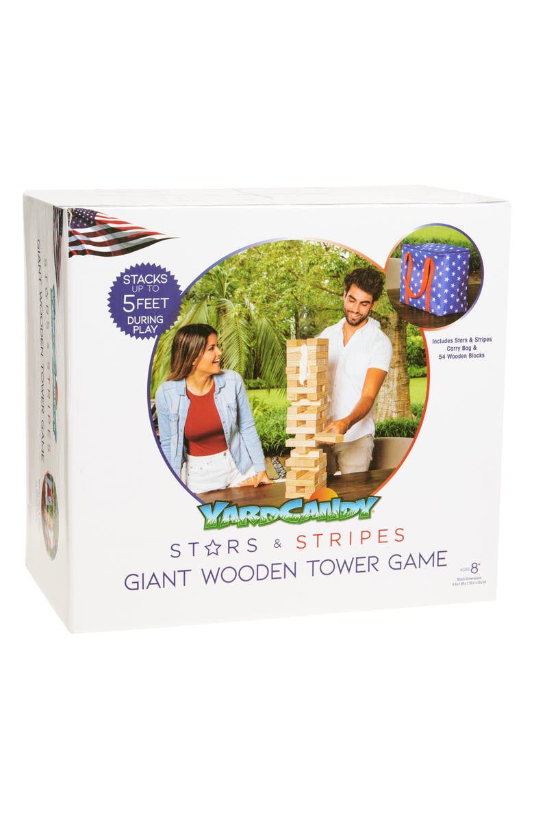 POOLCANDY Stars & Stripes Giant Wooden Tower Game, Alternate, color, Wood