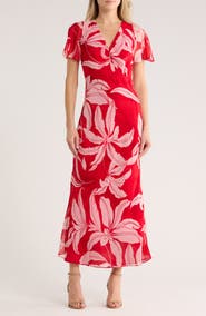 Parker Flutter Sleeve Tie Back Maxi Dress