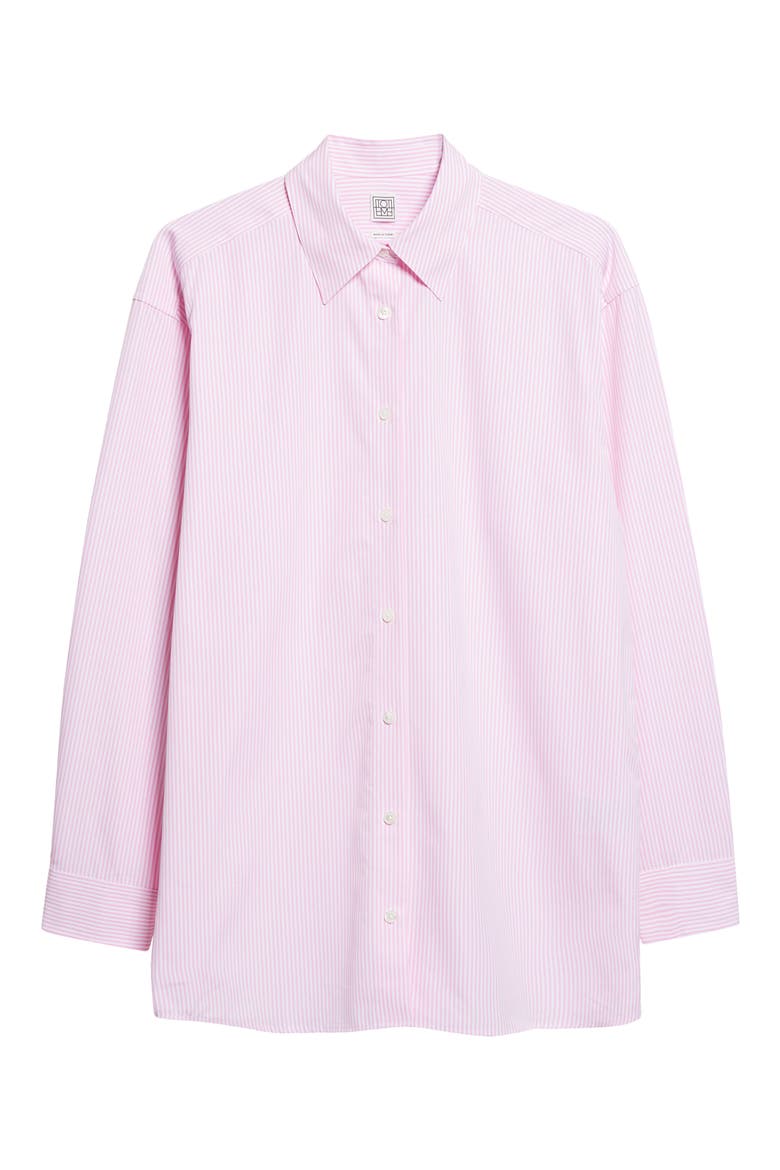 Classic Tumbled Stripe Organic Cotton Button-Up Shirt, Alternate, color, WHITE/ BLOOM