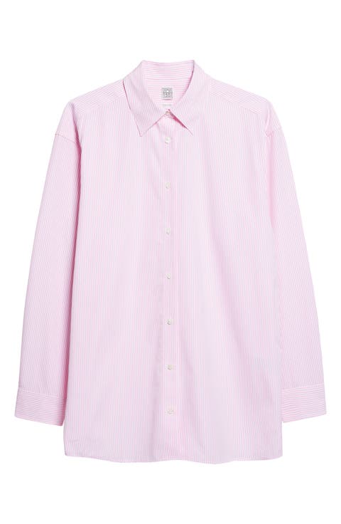 Classic Tumbled Stripe Organic Cotton Button-Up Shirt