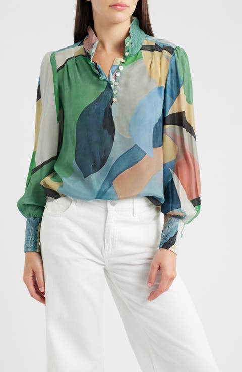 Print High Neck Shirt