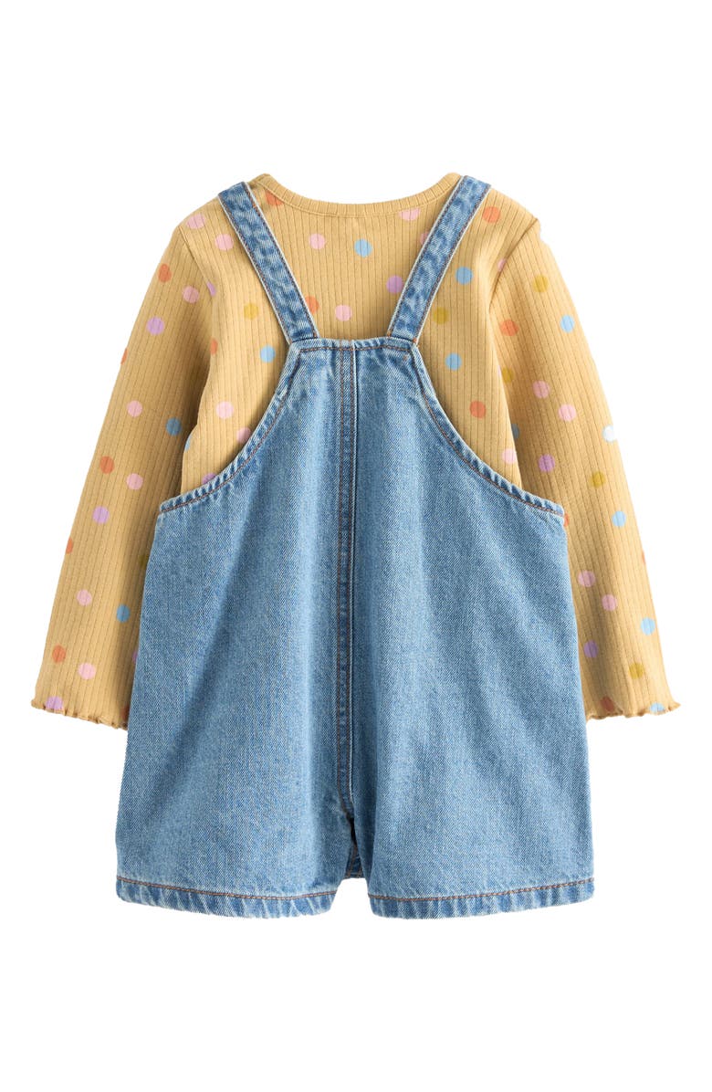 NEXT Kids' Top, Tights & Cat Pocket Denim Shortalls Set, Alternate, color, 
