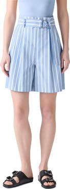 Akris punto Fiorellina Belted Stripe Bermuda Shorts