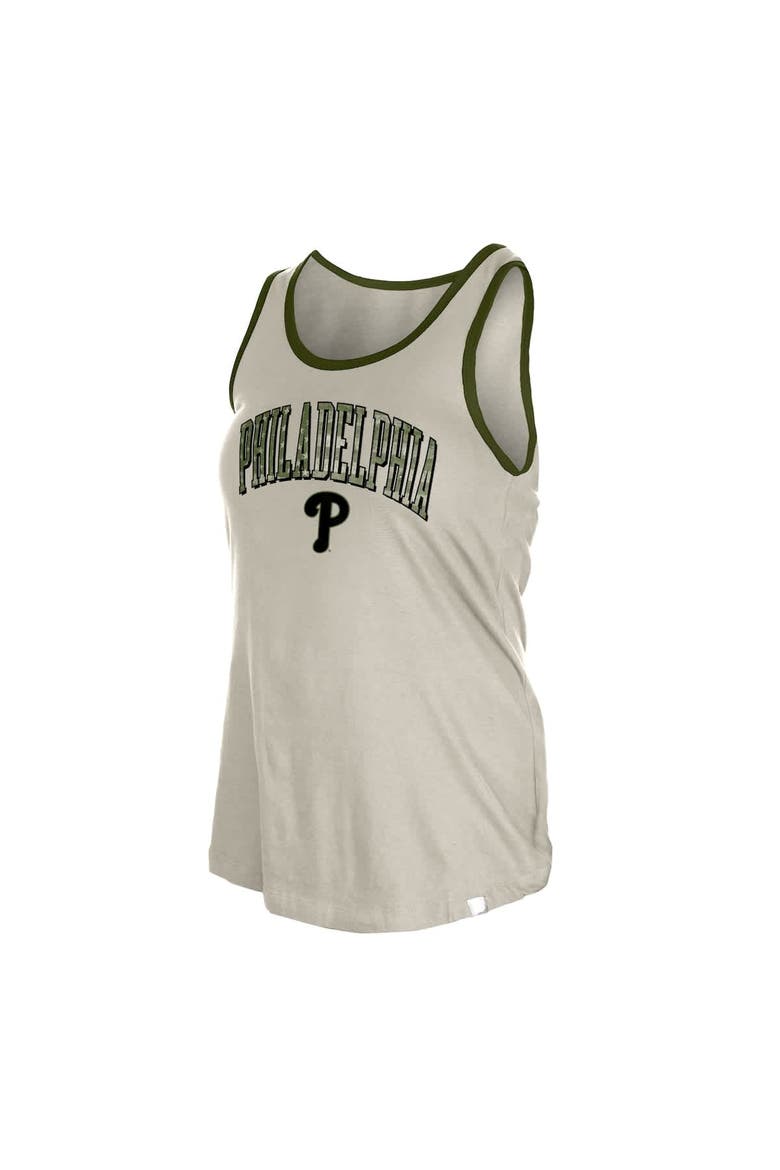 Women's New Era  Cream Philadelphia Phillies Armed Forces Tank Top, Alternate, color, Khaki