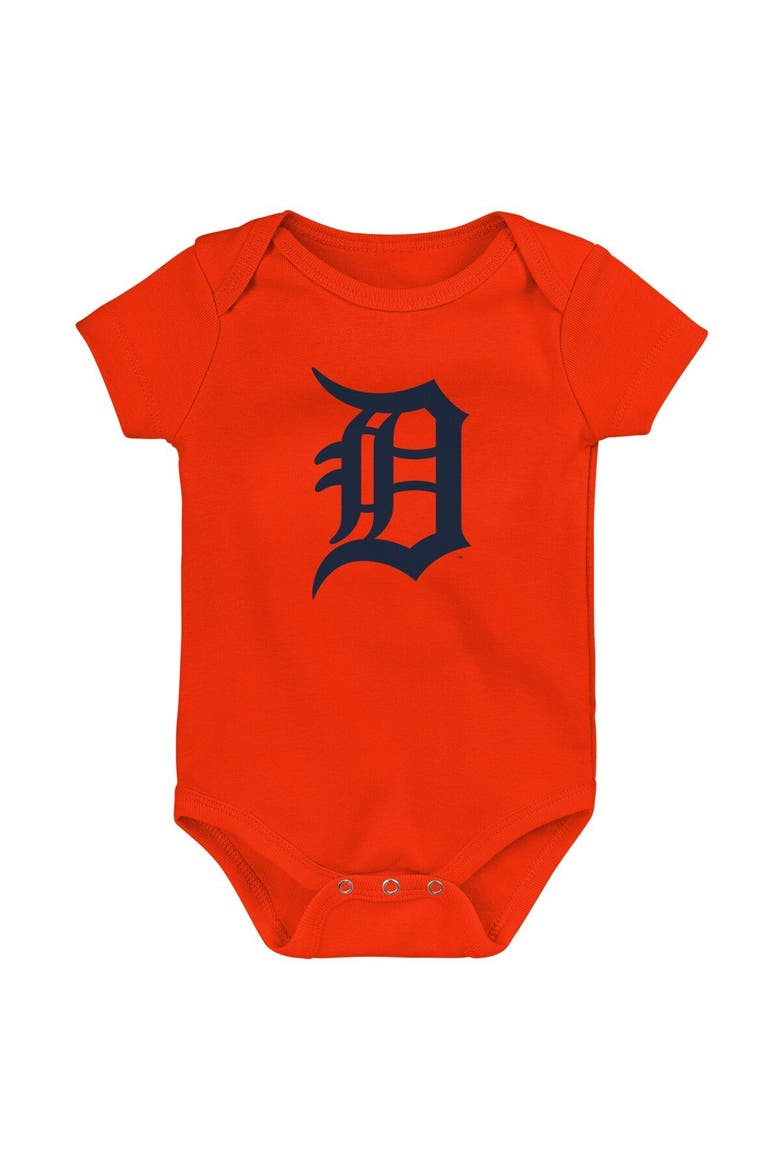Newborn & Infant Orange/White/Heather Gray Detroit Tigers Biggest Little Fan 3-Pack Bodysuit Set, Alternate, color, Orange