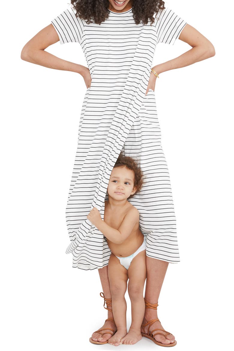 The Easygoing Nursing Maxi T-Shirt Dress, Alternate, color, BLACK/ WHITE STRIPE