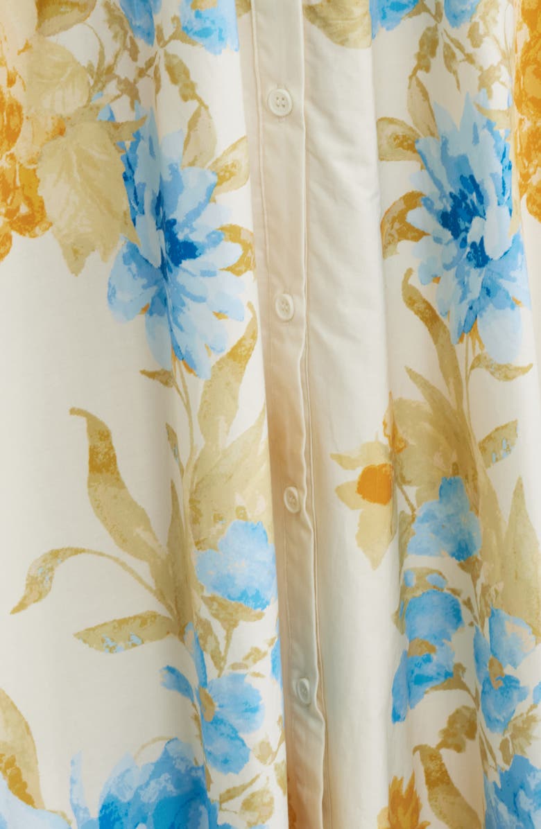 FLYING TOMATO Floral Sleeveless Cotton Shirtdress, Alternate, color, Ivory Blue