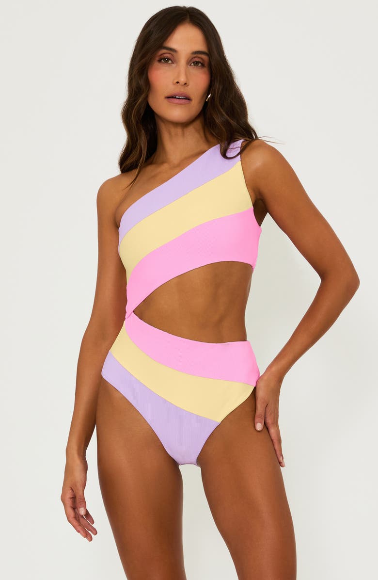 Beach Riot Joyce Stripe Cutout One-Piece Swimsuit, Alternate, color, Sublime