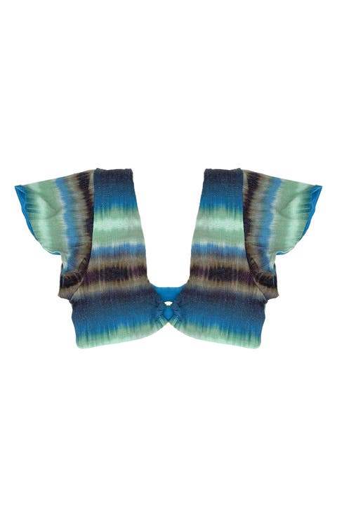 Ruffle Cap Sleeve Bikini Top