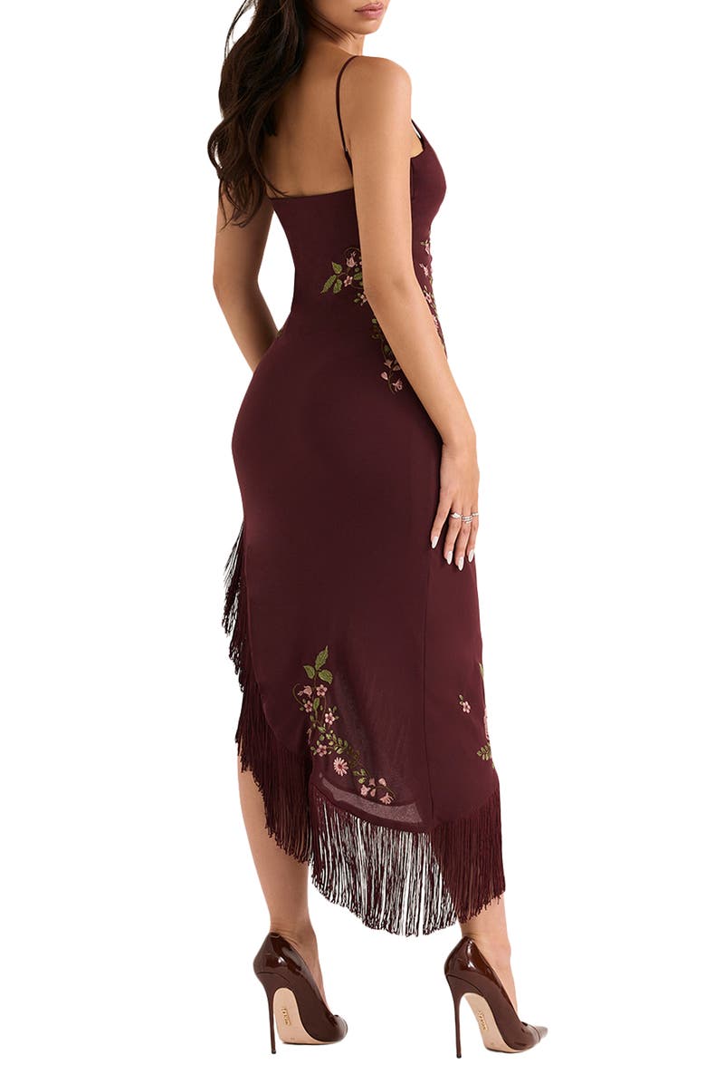 HOUSE OF CB Eloisa Asymmetric Midi Slipdress, Alternate, color, Wine