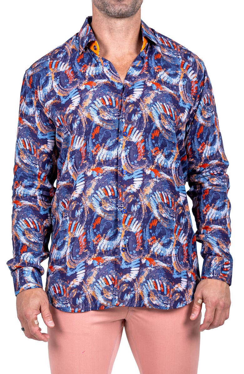 Maceoo Fibonacci Marthyr 0278 Contemporary Fit Button-Up Shirt, Main, color, Blue