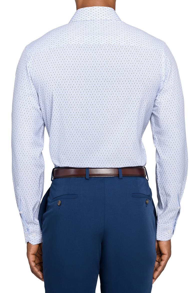 Slim Fit Duo Geo Print Performance Dress Shirt, Alternate, color, WHITE/ BLUE