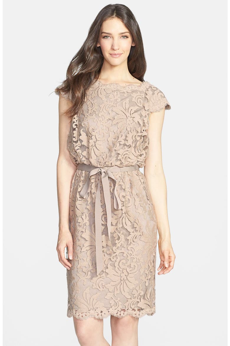 Lace Blouson Dress, Main, color, SAND
