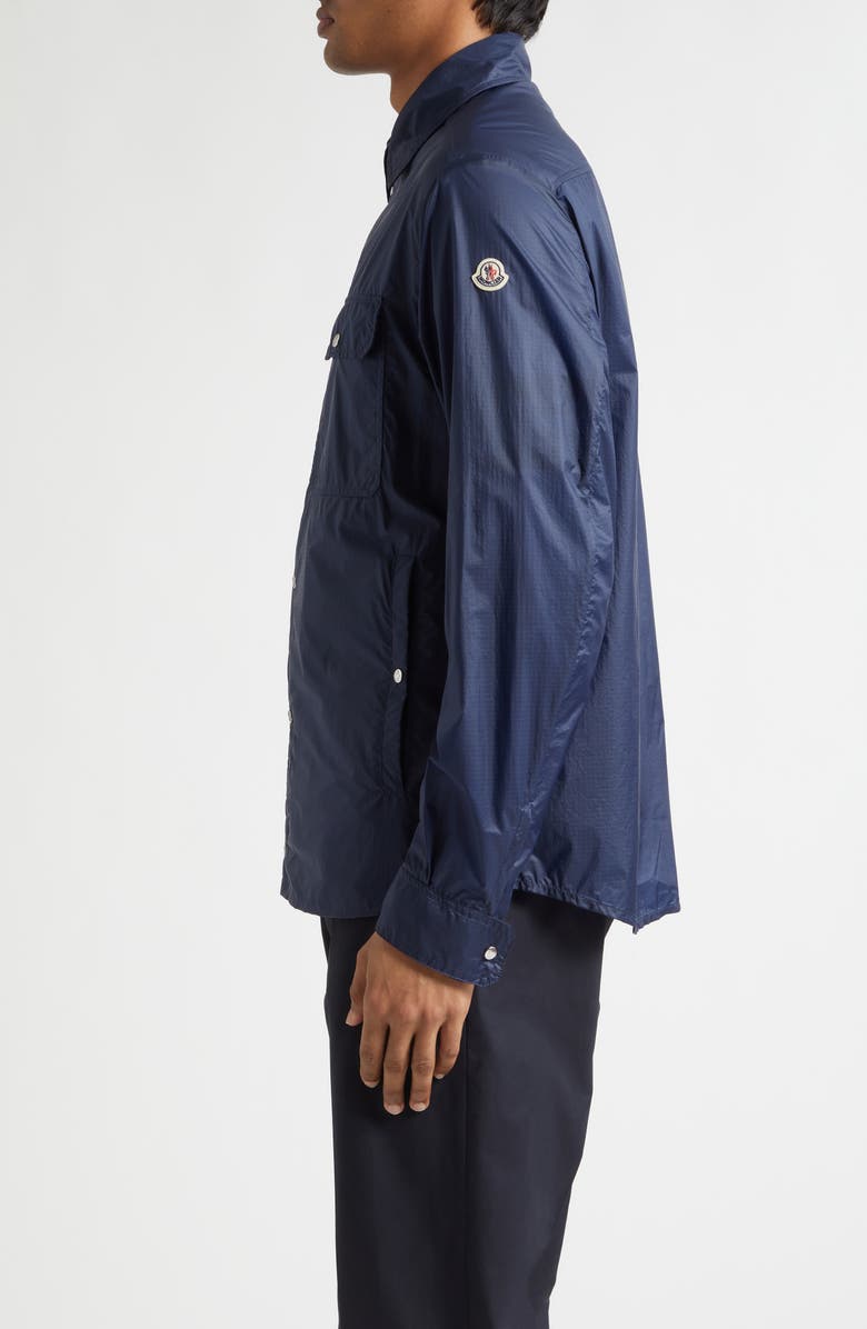 Moncler Water Repellent Nylon Ripstop Shirt Jacket, Alternate, color, Navy Blue