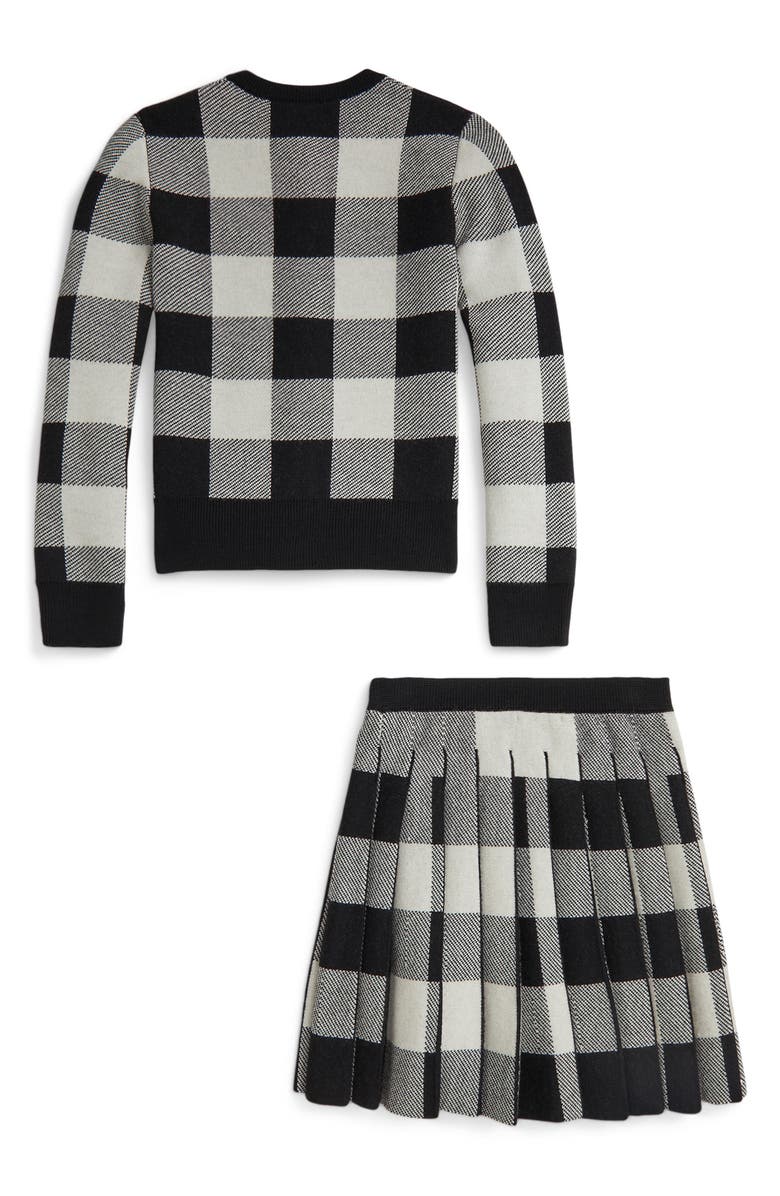 Polo Ralph Lauren Kids' Wool Cardigan & Skirt Set, Alternate, color, Polo Black Multi